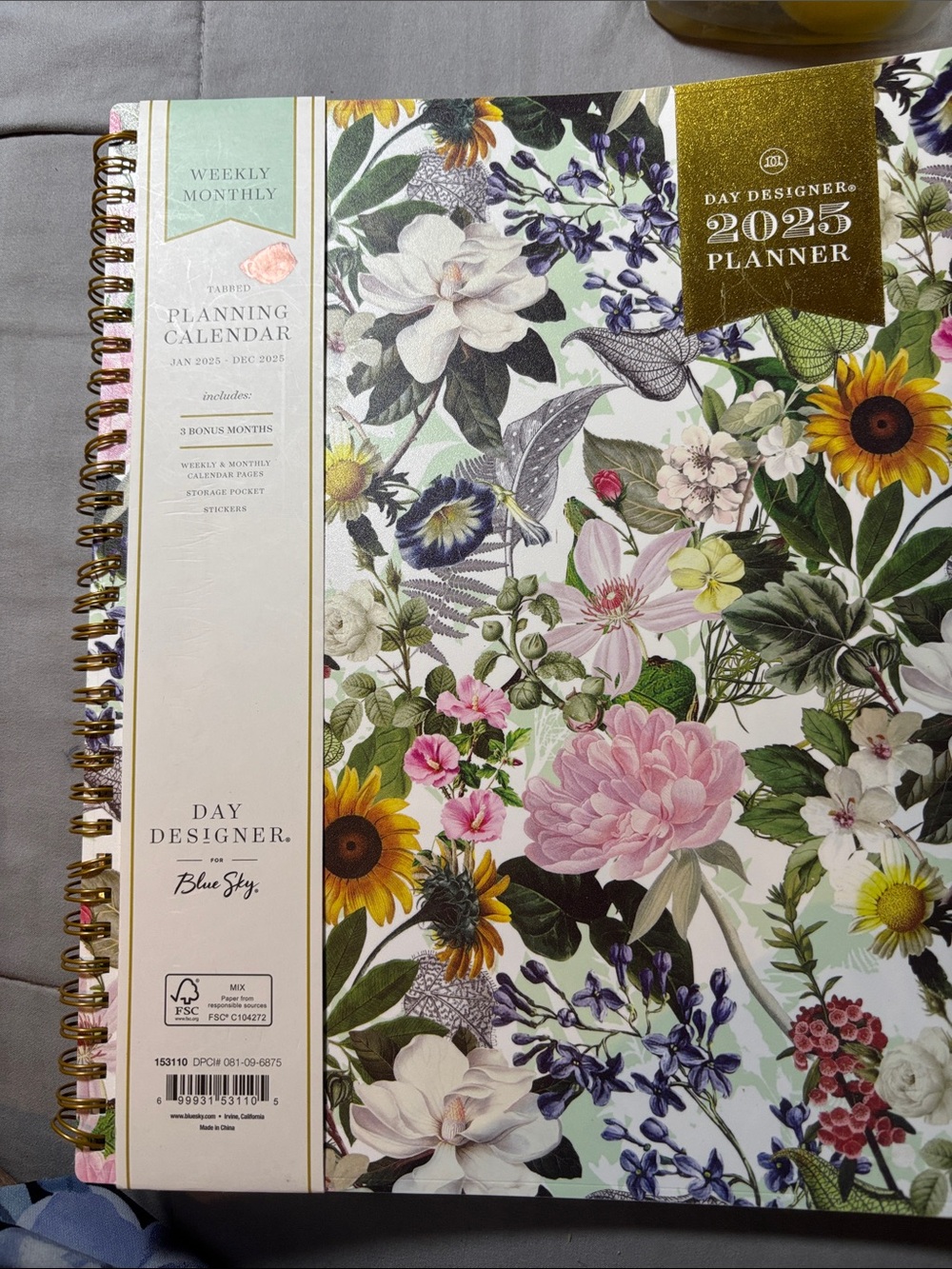 2025 Floral Weekly Monthly Planning Calendar - Multicolor